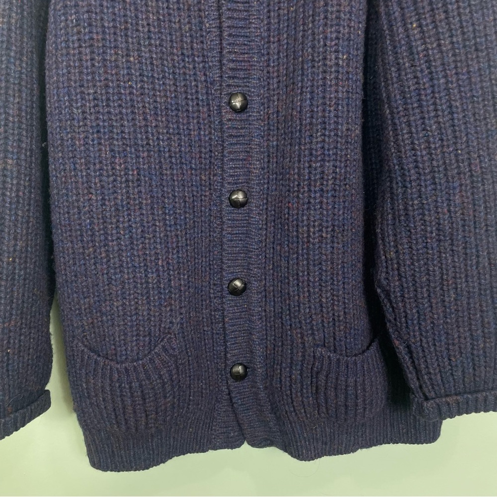 Rosmuc Knitwear Ireland Wool Sweater Cardigan Chunky Knit Button Down Purple - Picture 3 of 9